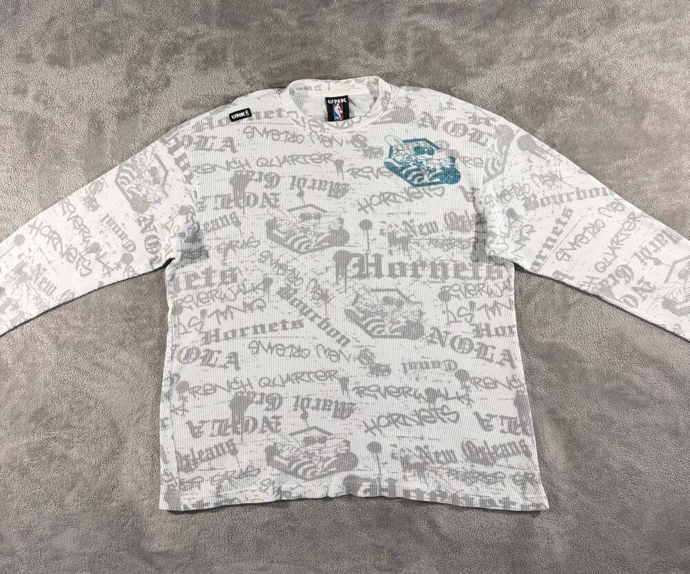 UNK New Orleans Hornets NBA All-Over Print Waffle Knit Long Sleeve Shirt XXL